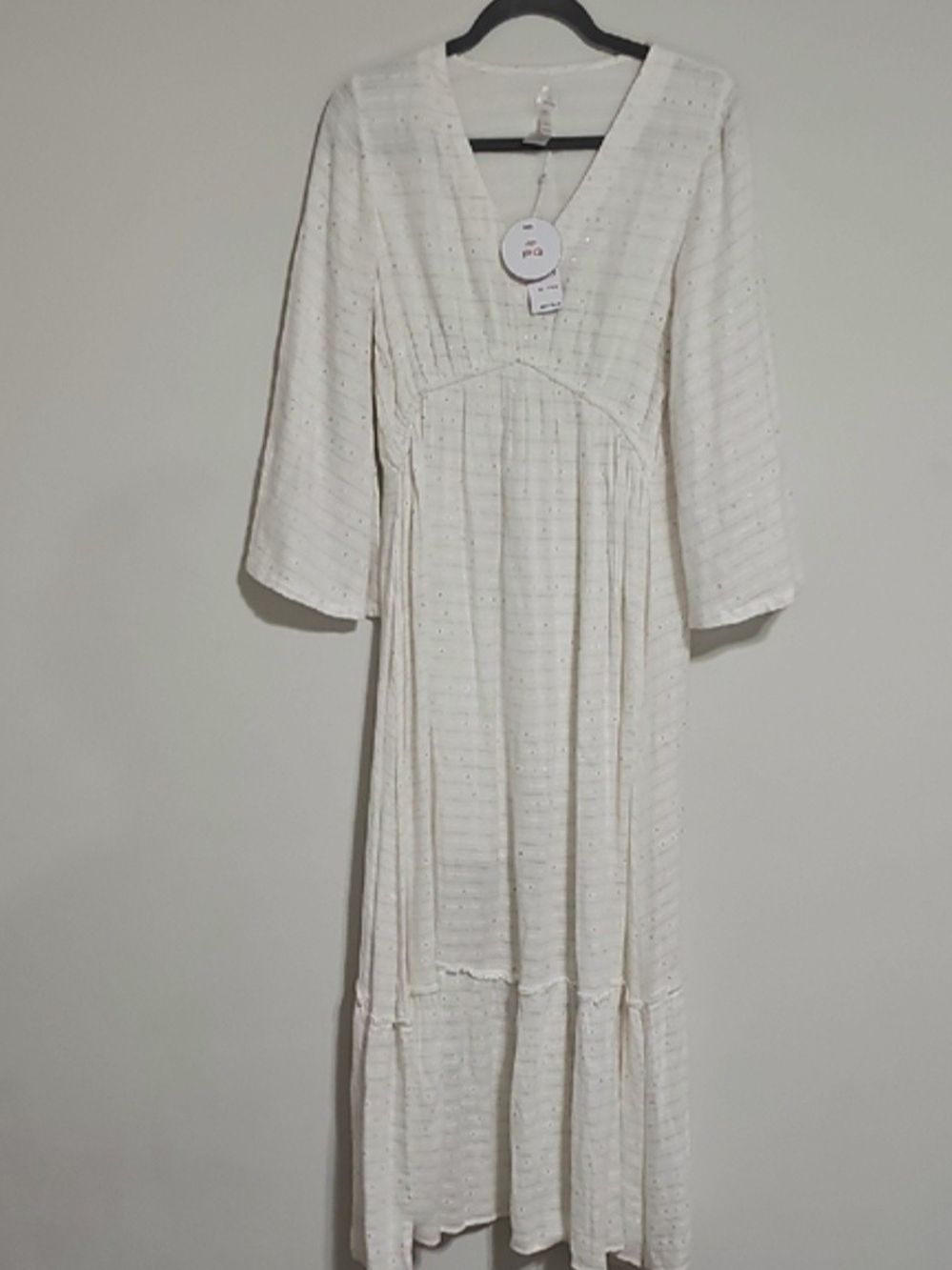 PQ Swim Willa Long Dress White Metallic Sequin Maxi Cover Up XS/S NWT